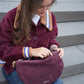 Bordeauxfarbene Velour-Tasche „Cleo“