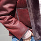 Bordeauxfarbene Fake-Fur Wendejacke