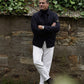 Dunkelblaues Overshirt aus gekochter Wolle