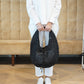 Schwarze, runde Bast-Tasche