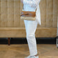 Cognac/Sandfarbene, kleine Tasche mit Bast