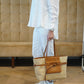 Cognac/Sandfarbene Tasche mit Bast