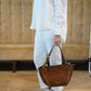 Cognacfarbene Velour-Tasche