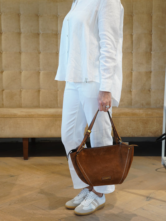 Cognacfarbene Velour-Tasche von Gianni Chiarini – Ansicht 5