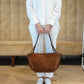 Cognacfarbene Velour-Tasche
