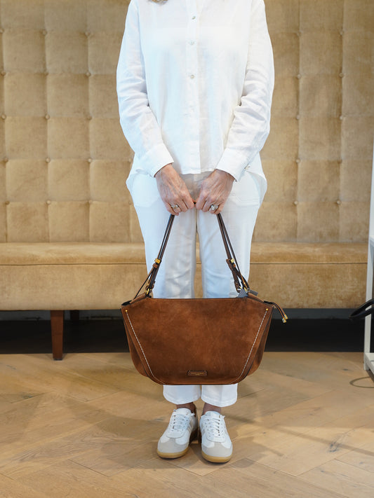 Cognacfarbene Velour-Tasche von Gianni Chiarini – Ansicht 6