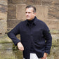 Dunkelblaues Overshirt aus gekochter Wolle