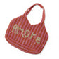 Pink/Orangefarbene Bast-Tasche mit Schriftzug "Amore"