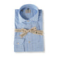 Hellblau/Weiß kariertes Hemd aus Cotton und Leinen "Luxury Vintage"