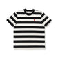 Schwarz/Weiß gestreiftes T-Shirt mit kleinem roten " Ami de Coeur " Logo