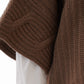 Haselnussbrauner Poncho aus Wolle und Cashmere