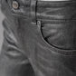 Anthrazitfarbene, beschichtete Jeans mit Flare-Leg