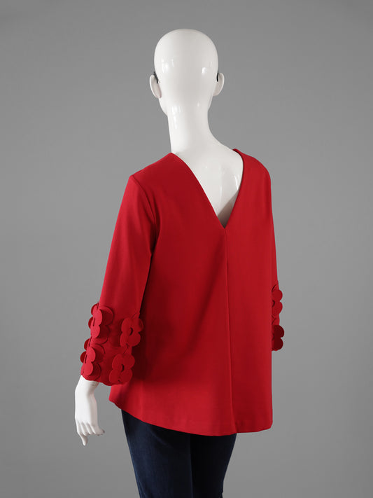 Rote Bluse mit Blüten von MEIMEIJ – Ansicht 3