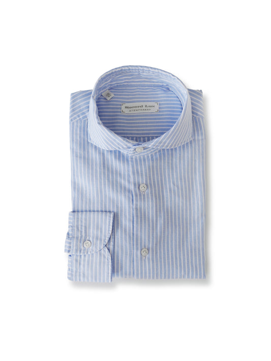 Hellblau/Weiß gestreiftes Oxford-Hemd von Record Lux
