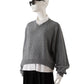 Grauer Oversize V-Neck aus Wolle und Cashmere