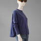 Denimfarbener Roundneck aus Wolle und Cashmere