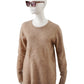 Biscuitfarbener Cashmere Long-Pullover