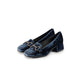 Blauer Samt-Pumps im Loafer Look