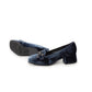 Blauer Samt-Pumps im Loafer Look