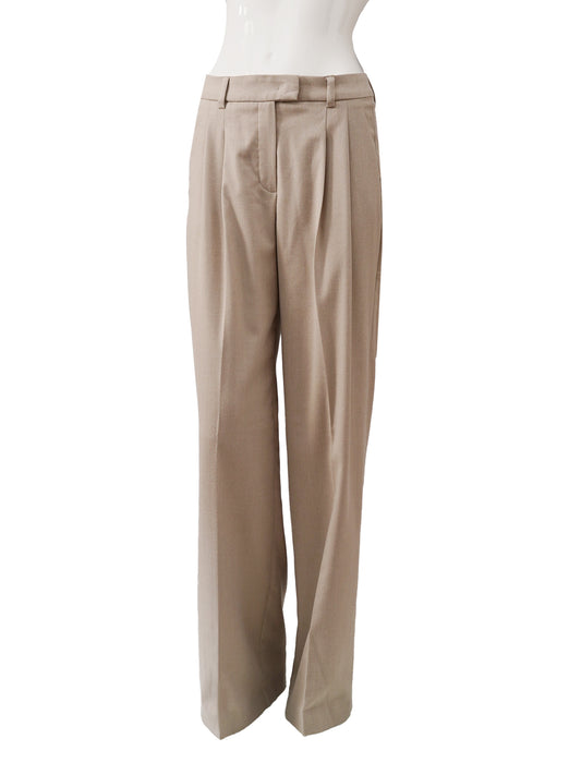 Sandfarbene, weite Hose mit Bundfalten von Seductive