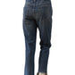 Blaue, gewaschene Jeans mit offenem Saum "Pedal Pusher"