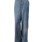 Denimfarbene weit geschnittene Hose mit hoher Taille