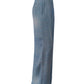 Denimfarbene weit geschnittene Hose mit hoher Taille