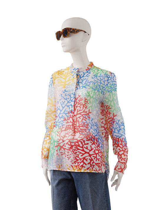 Multicolor Bluse mit Korallen-Print von Herzen's Angelegenheit