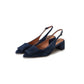 Dunkelblauer Sling-Pumps mit Schmuck-Spange