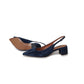 Dunkelblauer Sling-Pumps mit Schmuck-Spange