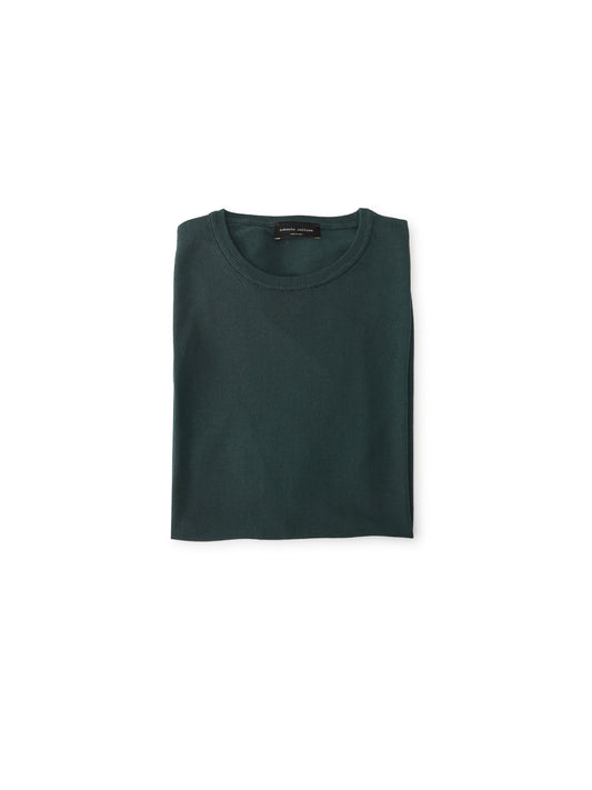 Dunkelgrüner Roundneck aus Crêpe-Baumwolle von roberto collina