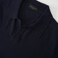 Dunkelblaues Crêpe Cotton Poloshirt