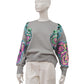 Graues Oversize-Sweatshirt mit Multicolor-Pailletten