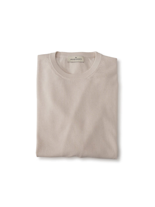 Sandfarbener Baumwoll-Roundneck von Bruno Manetti