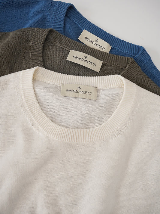 Cremefarbenes Strick-Shirt von Bruno Manetti – Ansicht 3