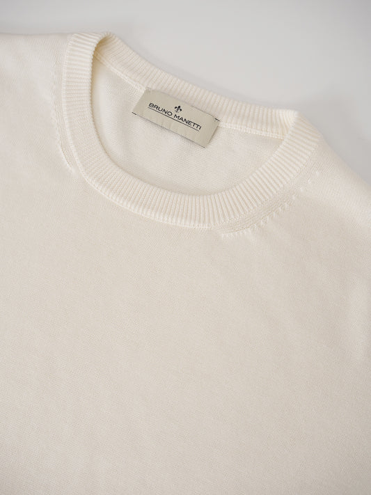 Cremefarbenes Strick-Shirt von Bruno Manetti – Ansicht 2