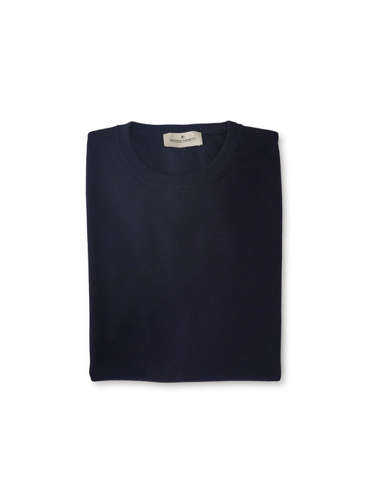 Dunkelblauer Baumwoll-Roundneck von Bruno Manetti