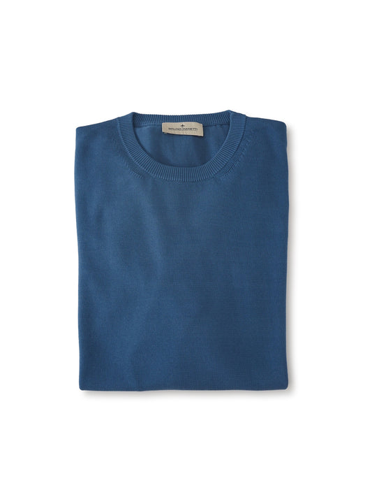Royalblauer Baumwoll-Roundneck von Bruno Manetti