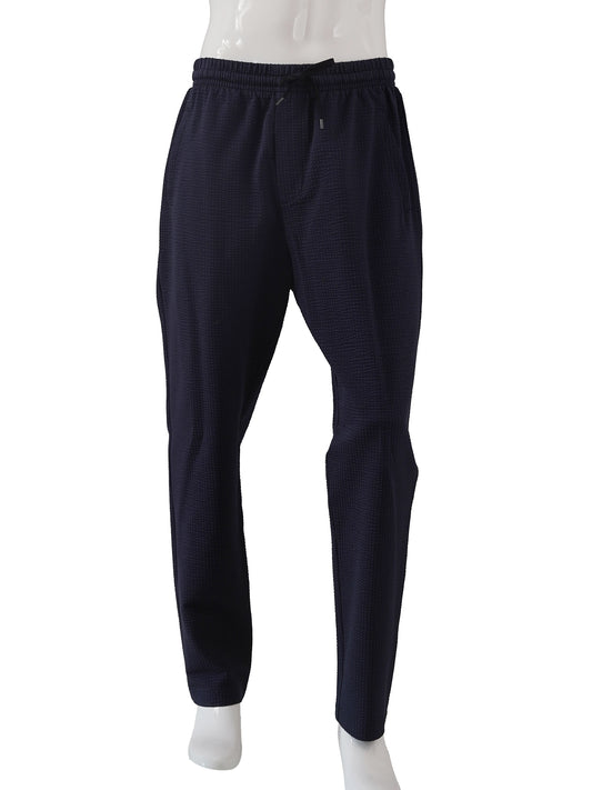 Dunkelblaue Seersucker-Joggpant von Harris Wharf London