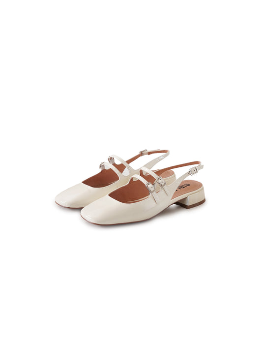 Cremefarbener Lack-Slingpumps von Bibi Lou
