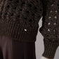 Dark brown chunky knit sweater with lurex threads