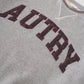 Grey sweatshirt with burgundy lettering
