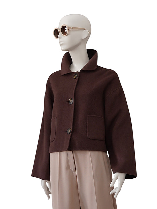 Schokoladenbraune Wolljacke von FFC – Ansicht 2