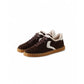 Dunkelbrauner, lammfellgefütterter Velour-Sneaker
