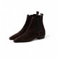 Dunkelbraune, Velour-Stiefelette mit Absatz