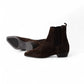 Dunkelbraune, Velour-Stiefelette mit Absatz