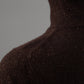 Brauner Cashmere Kurzarm-Rollkragenpullover mit goldenen Lurexfäden