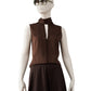 Dark brown silk shirt with bow