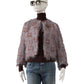 Blau/Rostbrauner, gemusterter Blazer mit Fransen