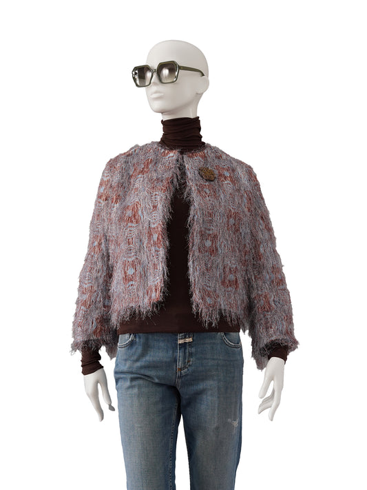 Blau-rostbrauner Fransen-Blazer von ODEEH